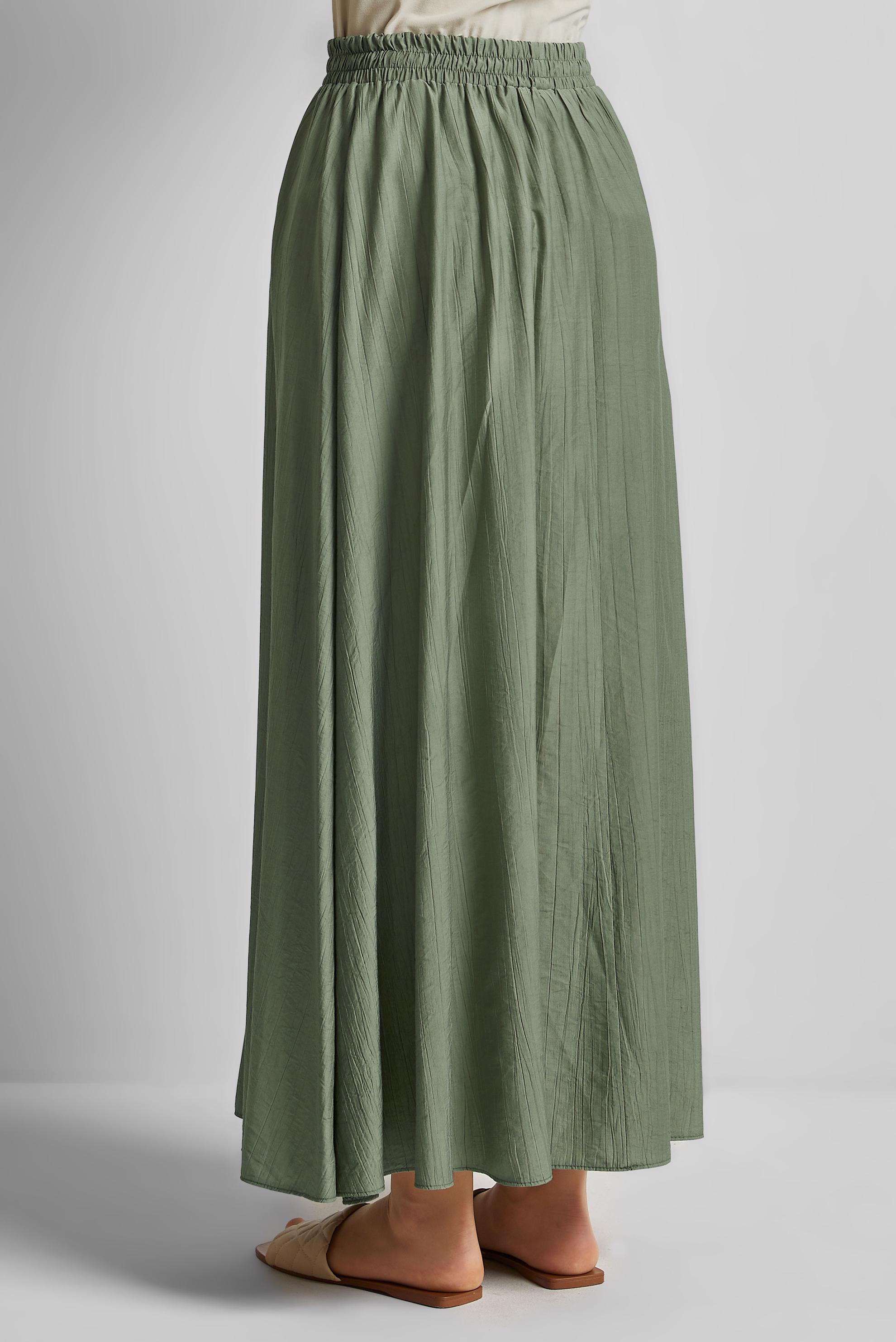 Tesettür giyim HAKİ BELİ LASTİKLİ ETEK 60689