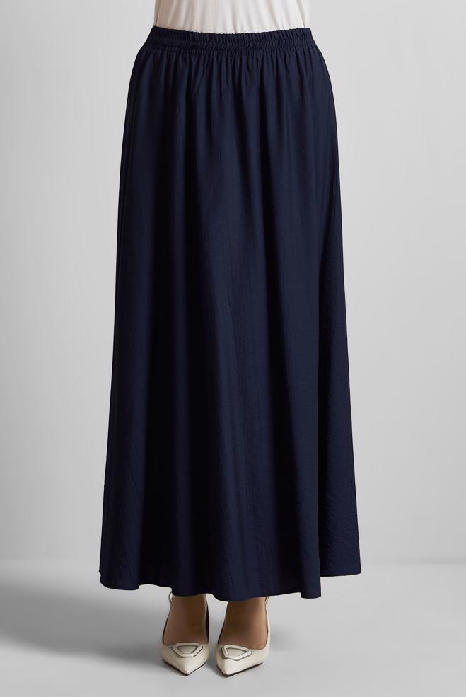 Hijab-Kleidung NAVY BLAU ROCK MIT ELASTISCHER TAILLE 60689 - ALVİNA