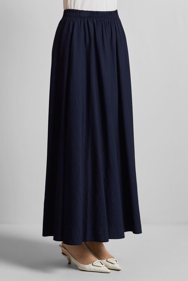 Hijab-Kleidung NAVY BLAU ROCK MIT ELASTISCHER TAILLE 60689 - ALVİNA