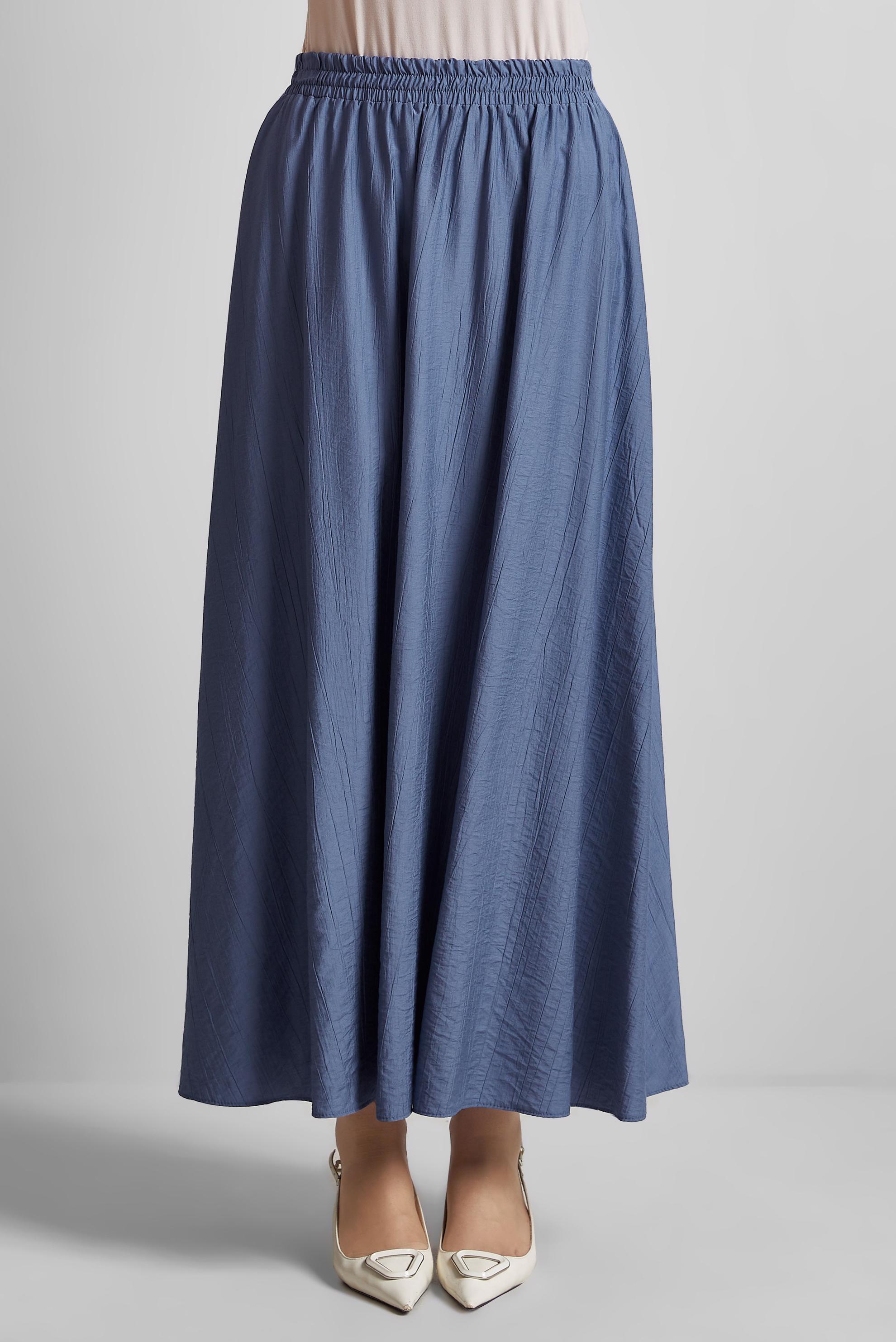 Tesettür giyim LACİVERT BELİ LASTİKLİ ETEK 60689