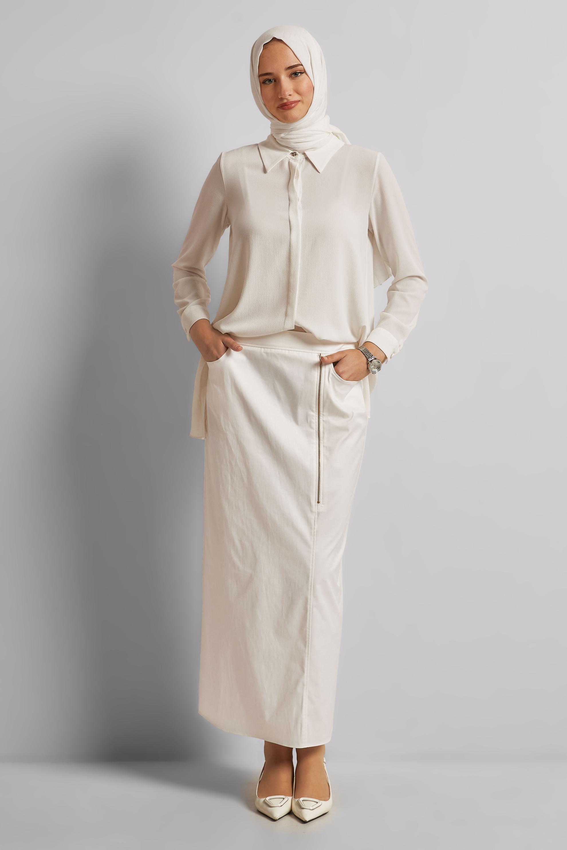 Hijab clothing WHITE COTTON SKIRT 60692
