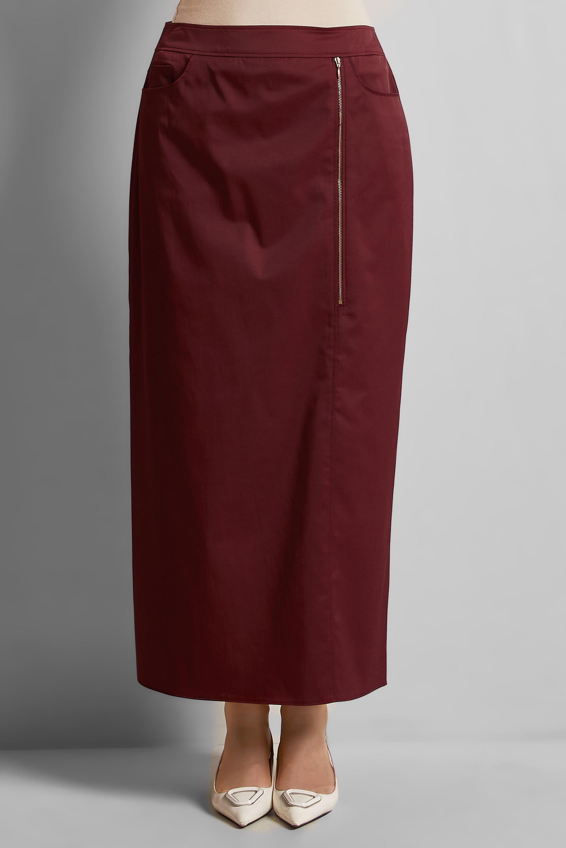 Tesettür giyim BORDO PAMUKLU DÜZ KESİM ETEK 60692