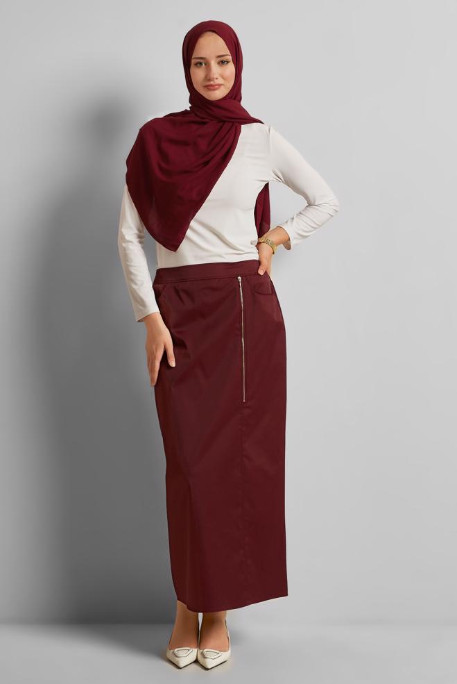 Hijab clothing CLARET RED COTTON SKIRT 60692 - ALVİNA
