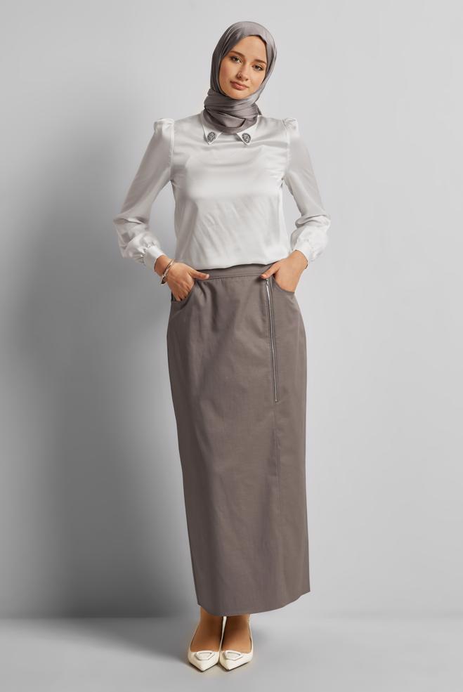 Hijab clothing MINK COTTON SKIRT 60692 - ALVİNA