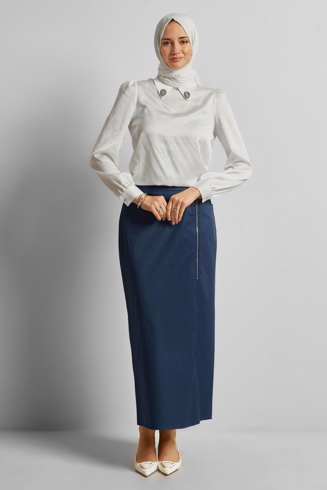 Hijab clothing NAVY BLUE COTTON SKIRT 60692 - ALVİNA