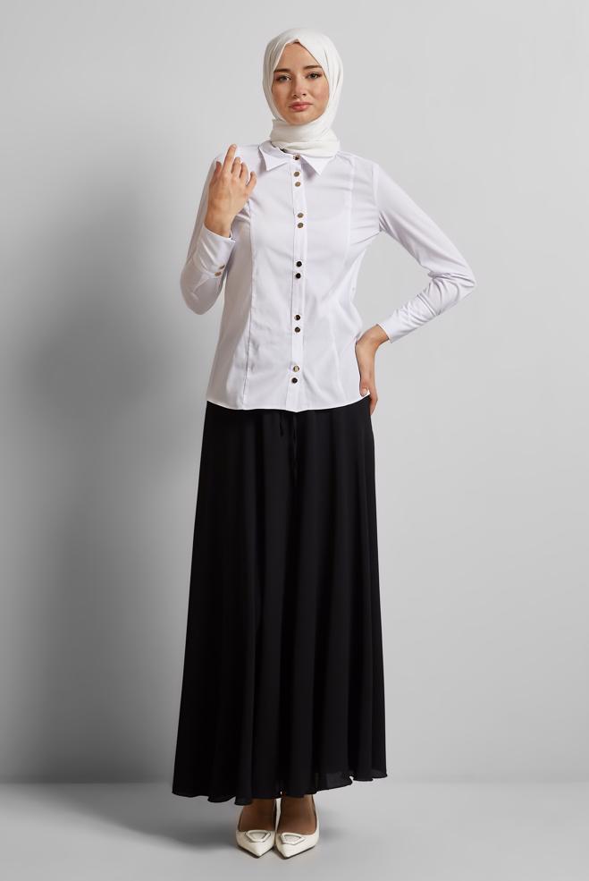Hijab clothing BLACK TIE DETAILED SKIRT 60693 - ALVİNA