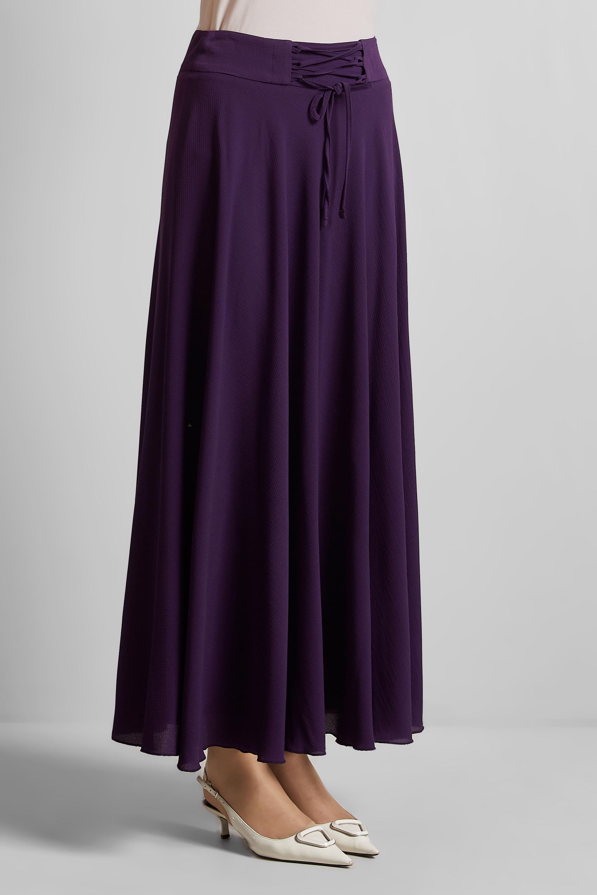 Tesettür giyim MOR BAĞLAMA DETAYLI ETEK 60693