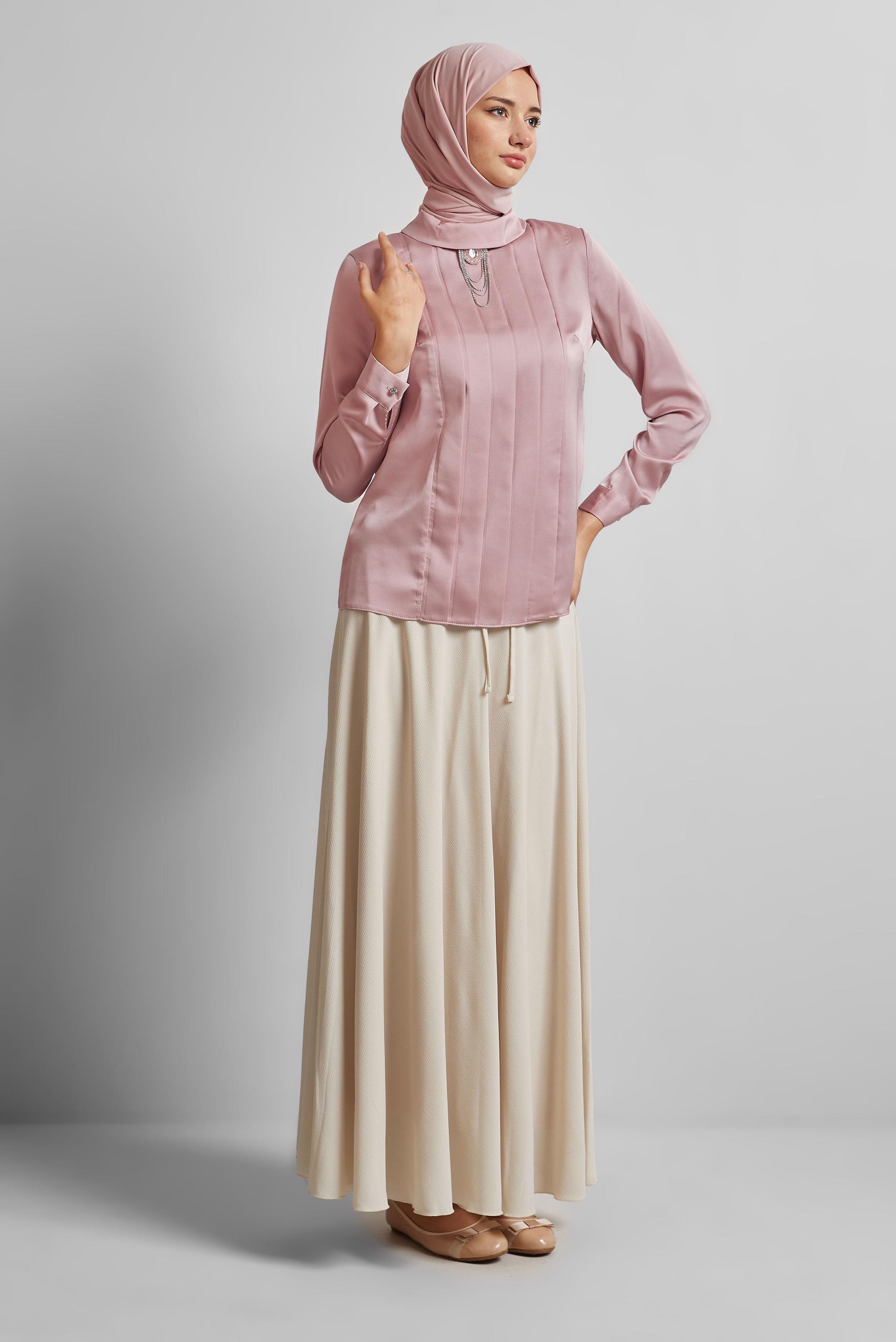 Tesettür giyim BEJ BAĞLAMA DETAYLI ETEK 60693