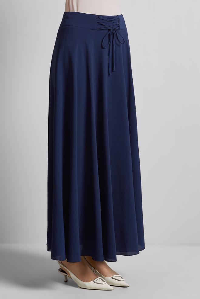 Vêtements hijab BLEU MARINE JUPE DÉTAILLÉE À NOUER 60693 - ALVİNA