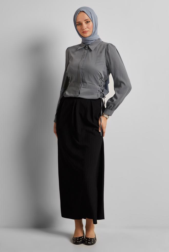 Hijab clothing BLACK A CUT SKIRT 60694 - ALVİNA