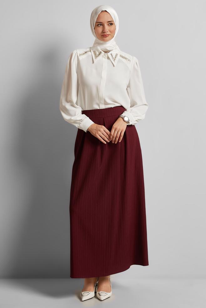Hijab clothing CLARET RED A CUT SKIRT 60694 - ALVİNA