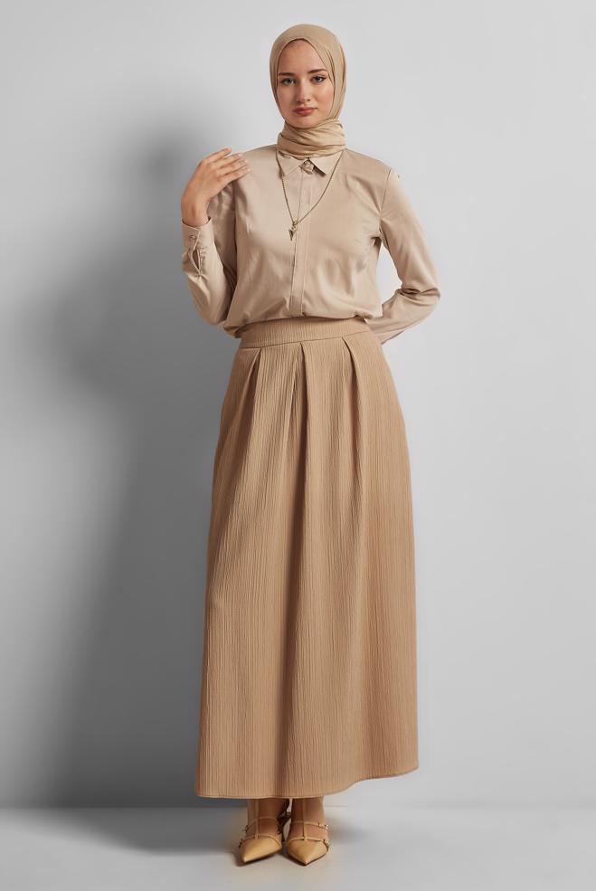 Hijab clothing BROWN A CUT SKIRT 60694 - ALVİNA