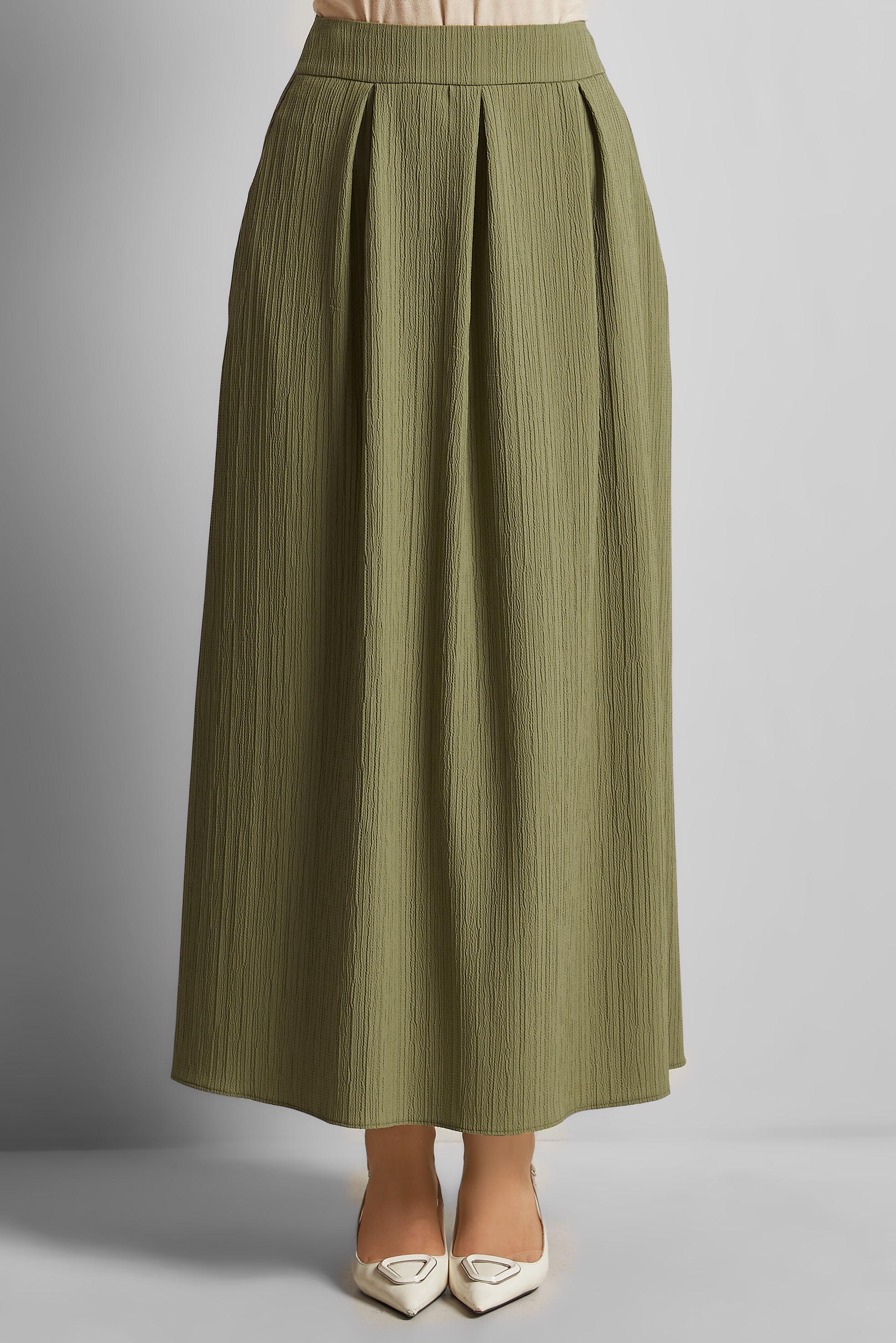 Tesettür giyim HAKİ A KESİM ETEK 60694