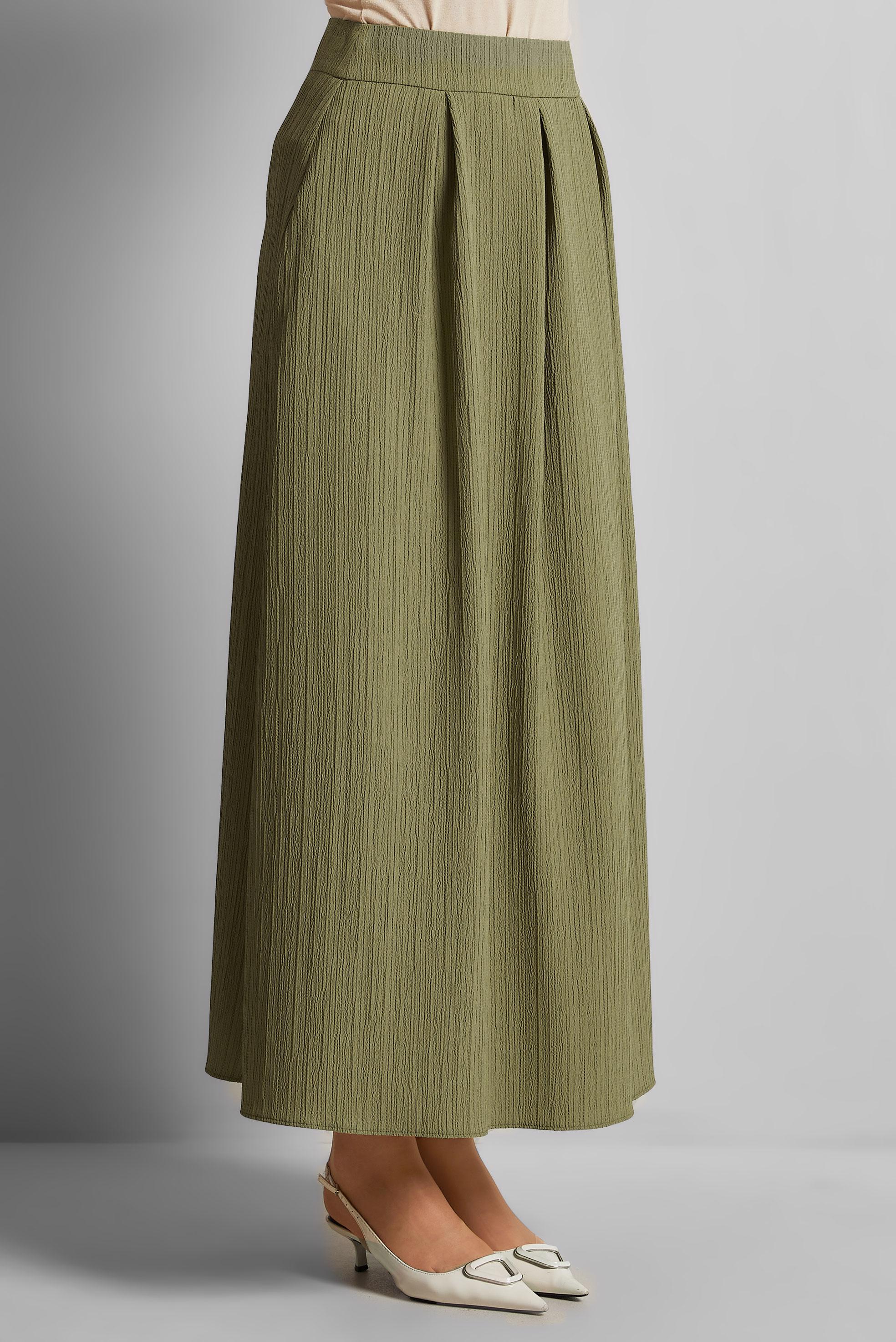 Tesettür giyim HAKİ A KESİM ETEK 60694