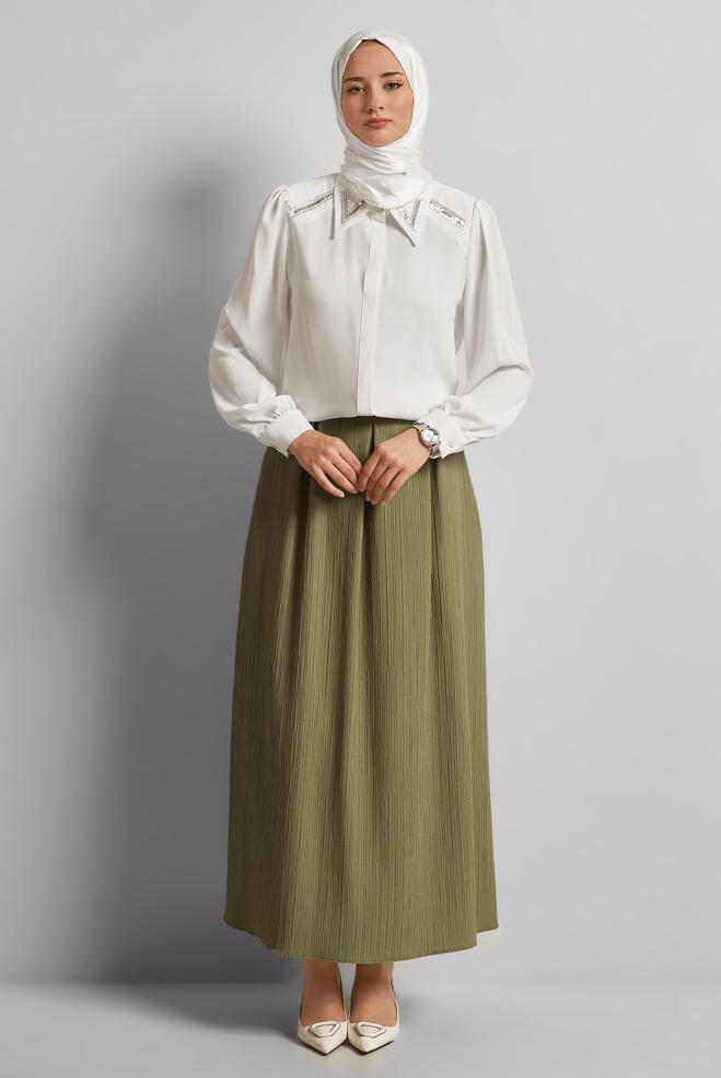 Hijab clothing KHAKI A CUT SKIRT 60694 - ALVİNA