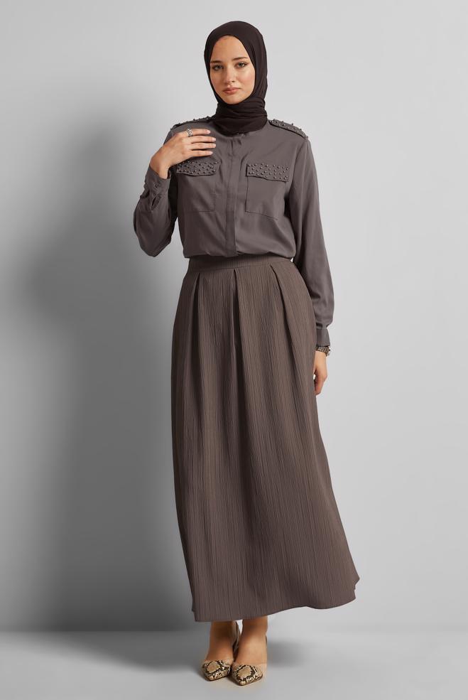 Hijab clothing MINK A CUT SKIRT 60694 - ALVİNA