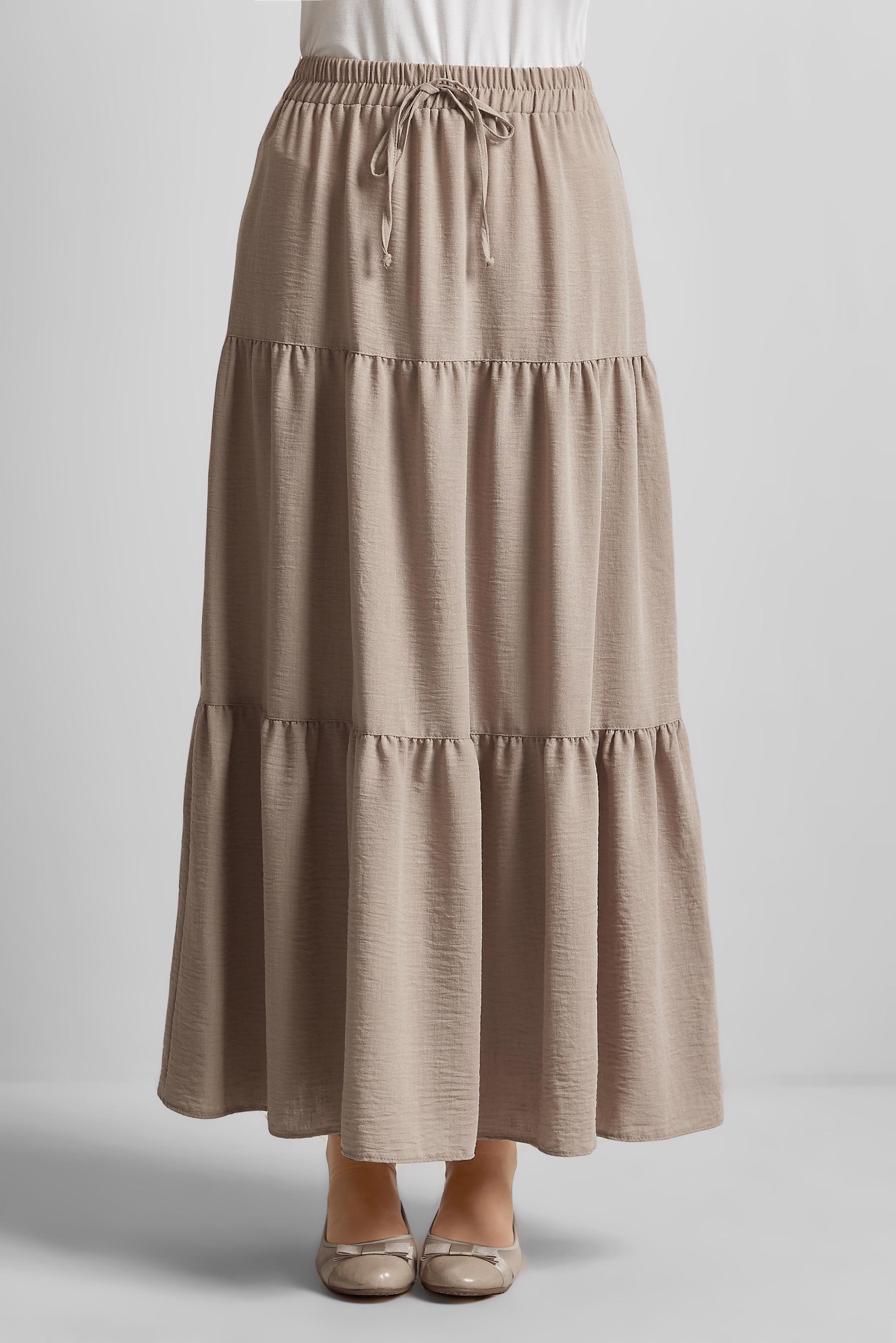 Hijab clothing BEIGE ELASTIC WAIST SKIRT 60695