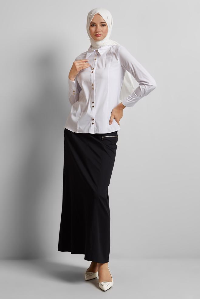 Hijab clothing BLACK STRAIGHT SKIRT 60696 - ALVİNA