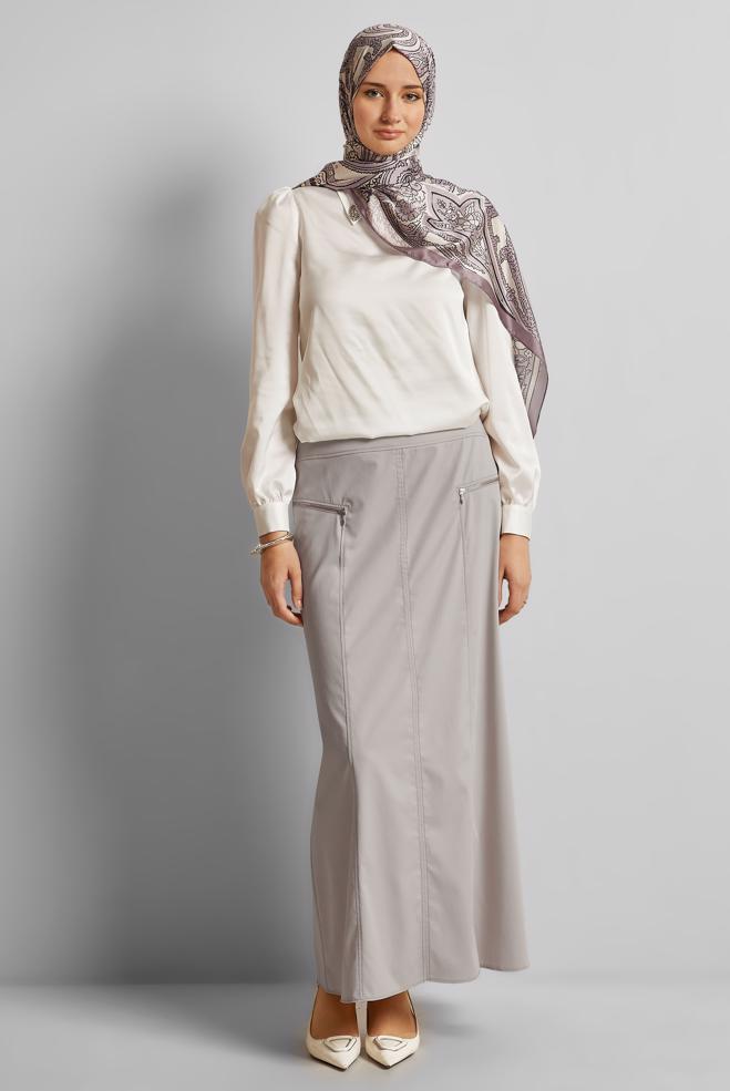 Hijab clothing BEIGE STRAIGHT SKIRT 60696 - ALVİNA
