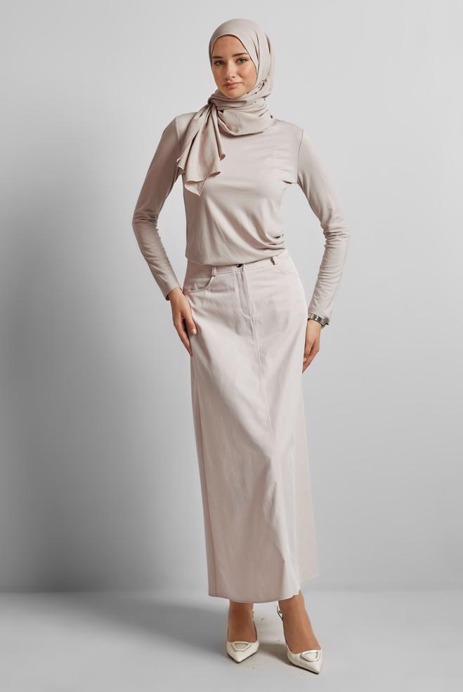 Vêtements hijab BEIGE JUPE DROITE 60697 - ALVİNA