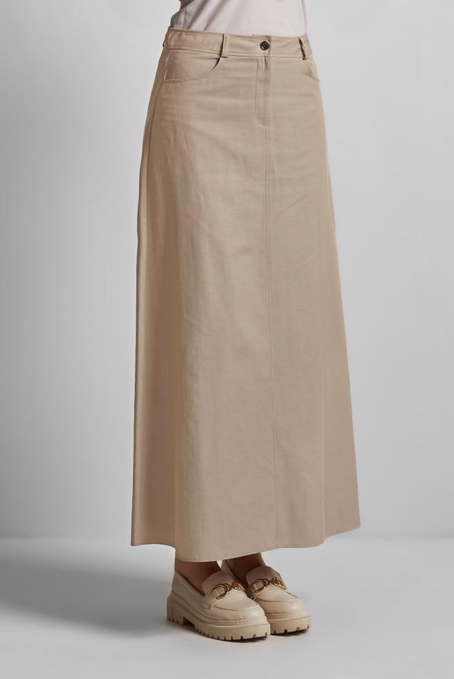 Hijab-Kleidung BEIGE GERADER ROCK 60697 - ALVİNA