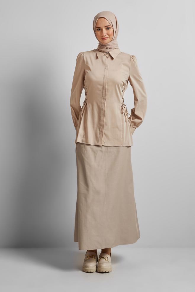 Hijab-Kleidung BEIGE GERADER ROCK 60697 - ALVİNA