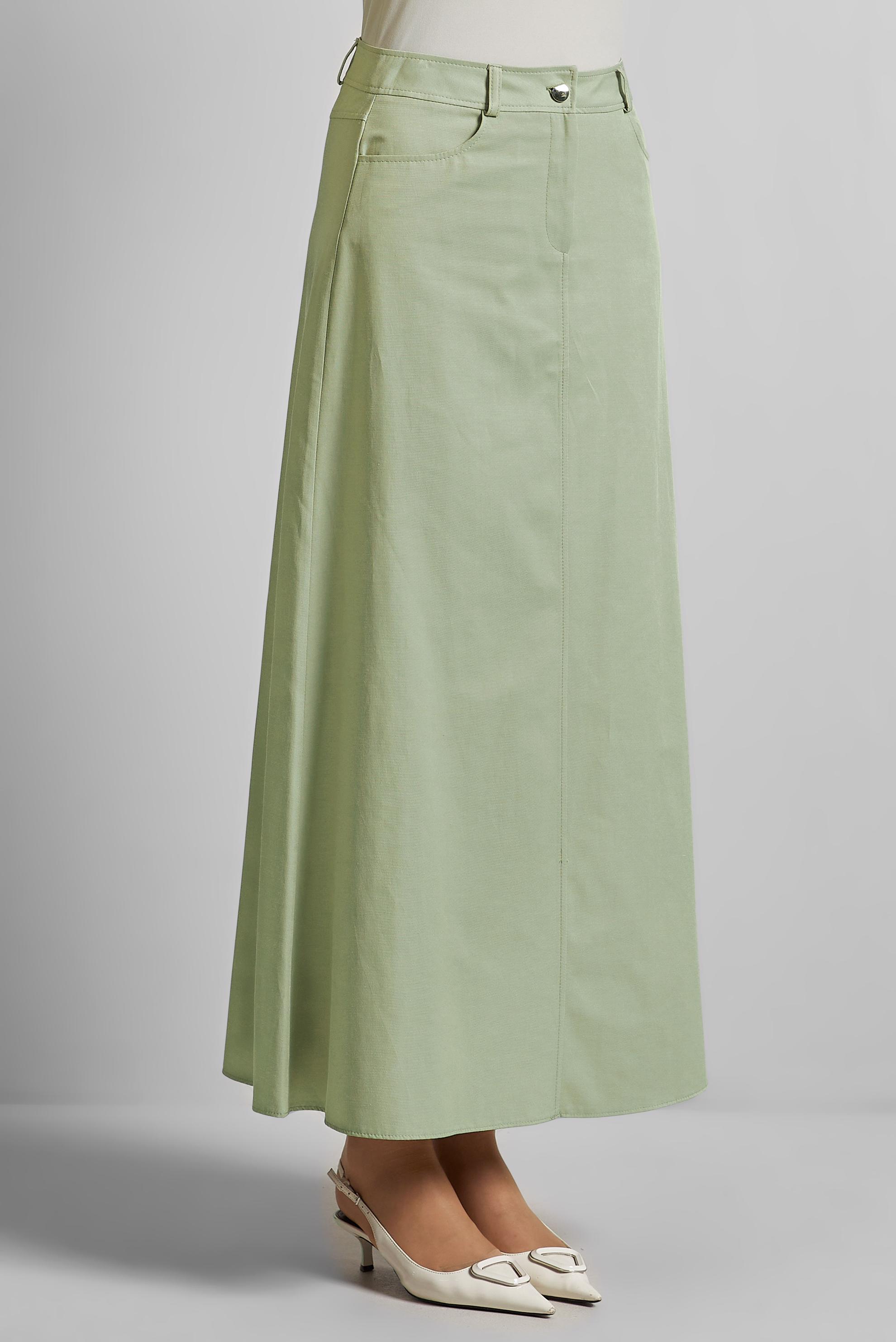 Tesettür giyim YEŞİL DÜZ ETEK 60697