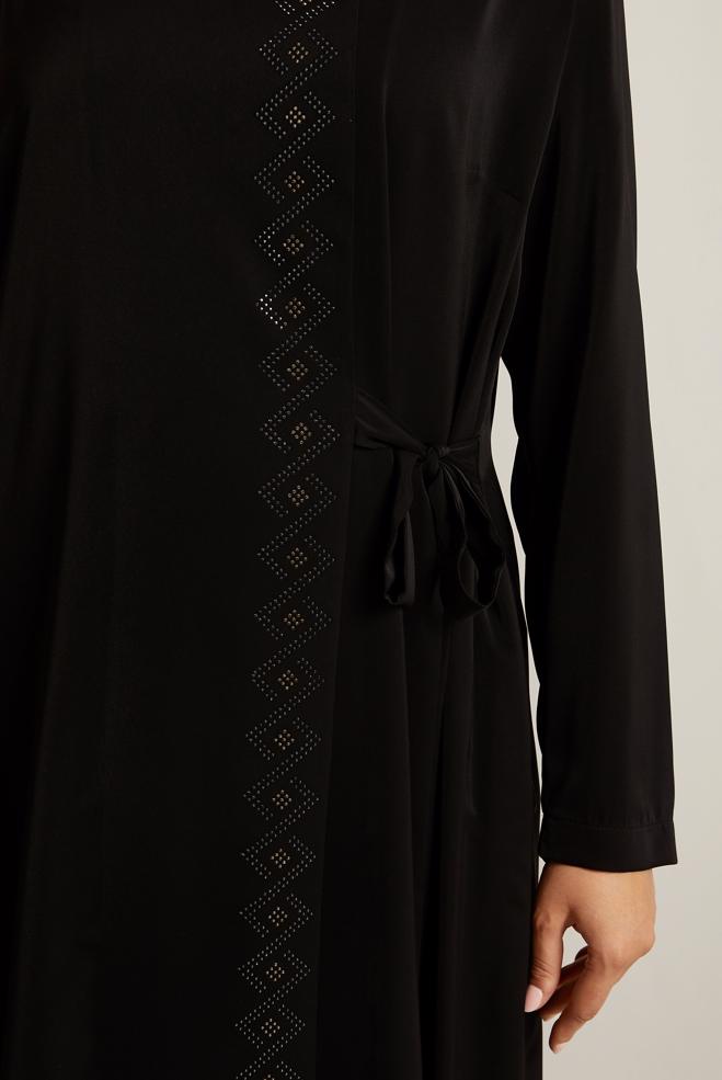 Vêtements hijab NOIR COUCHE DE FINITION BRODÉE GEMME 80120 - ALVİNA