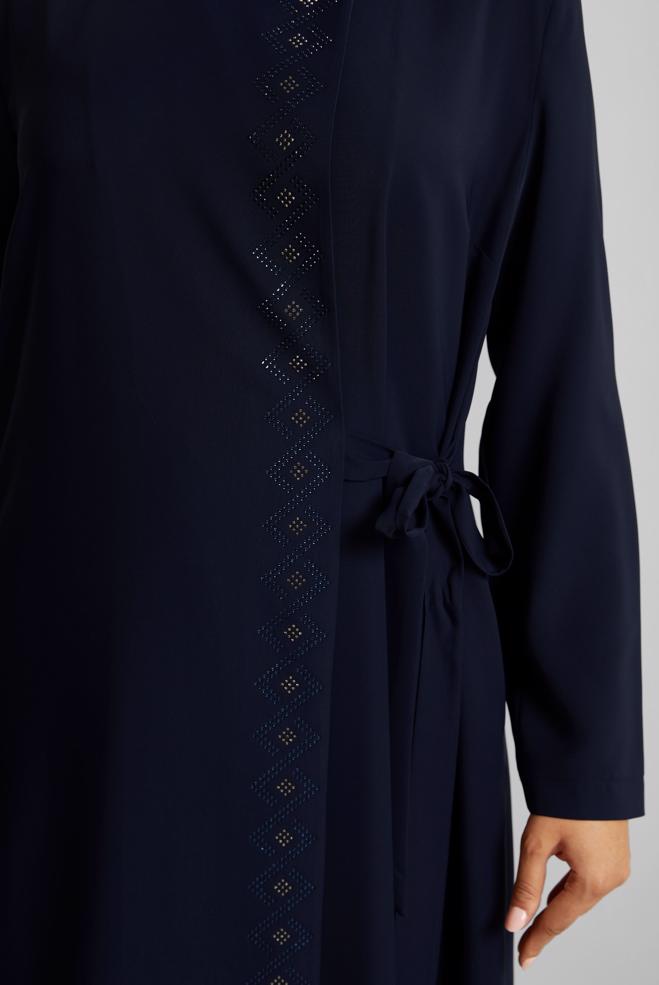 Vêtements hijab BLEU MARINE COUCHE DE FINITION BRODÉE GEMME 80120 - ALVİNA