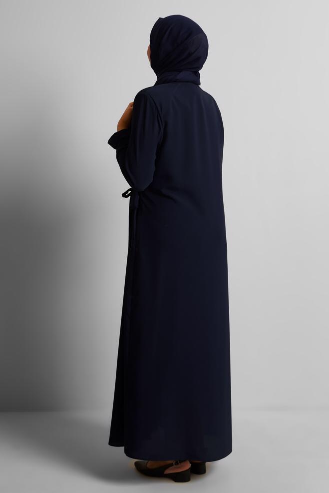 Vêtements hijab BLEU MARINE COUCHE DE FINITION BRODÉE GEMME 80120 - ALVİNA