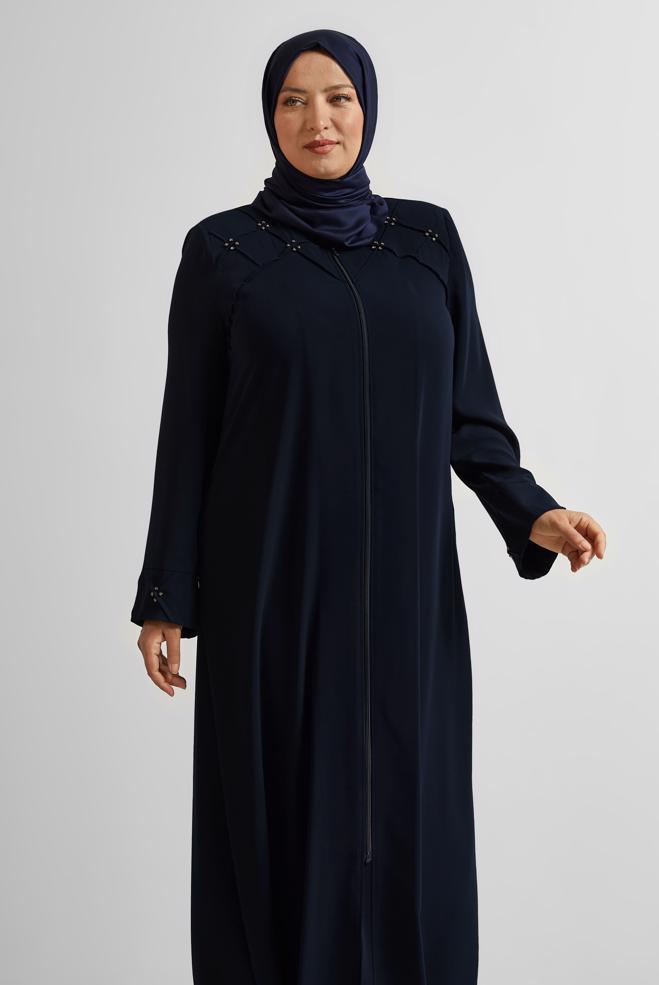 Hijab clothing NAVY BLUE ABAYA WITH GEM 80121 - ALVİNA