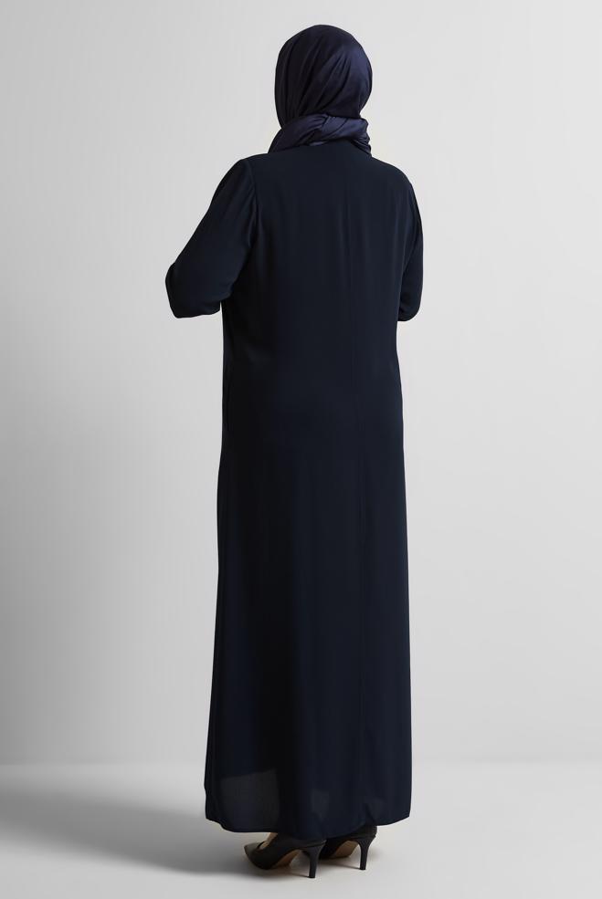 Hijab clothing NAVY BLUE ABAYA WITH GEM 80121 - ALVİNA