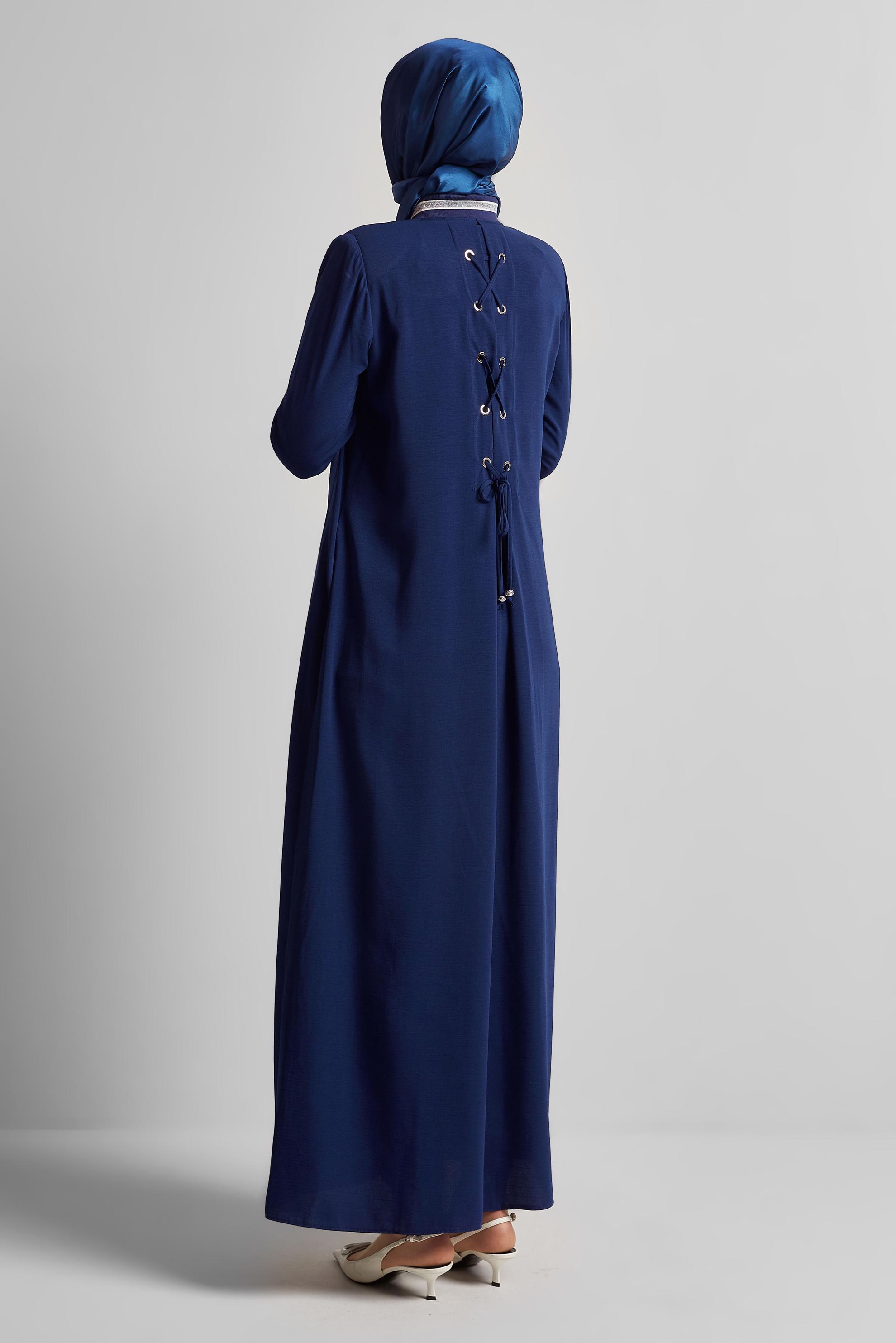 Vêtements hijab BLEU MARINE ABAYA EN LIN 80123