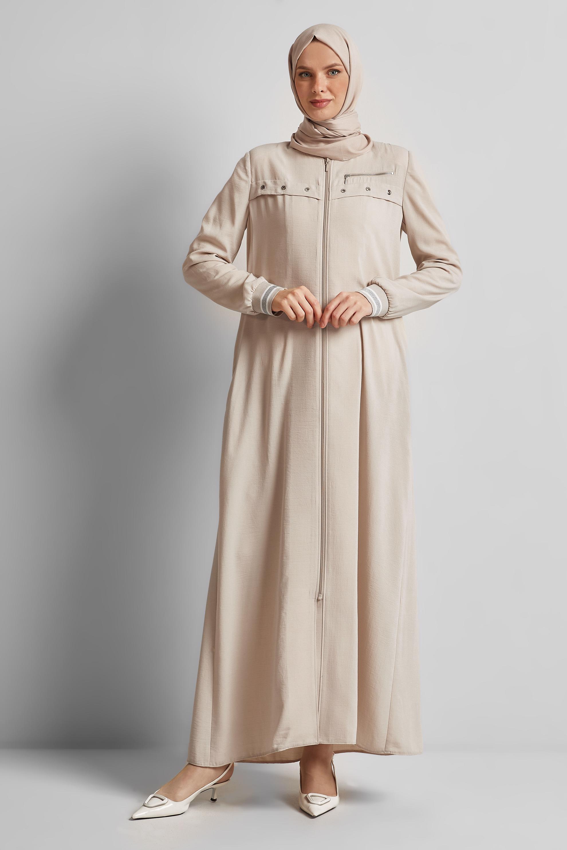 Vêtements hijab BEIGE ABAYA EN LIN 80123