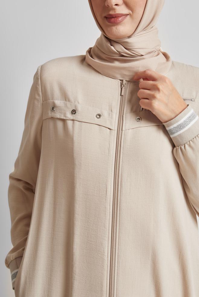 Vêtements hijab BEIGE ABAYA EN LIN 80123 - ALVİNA