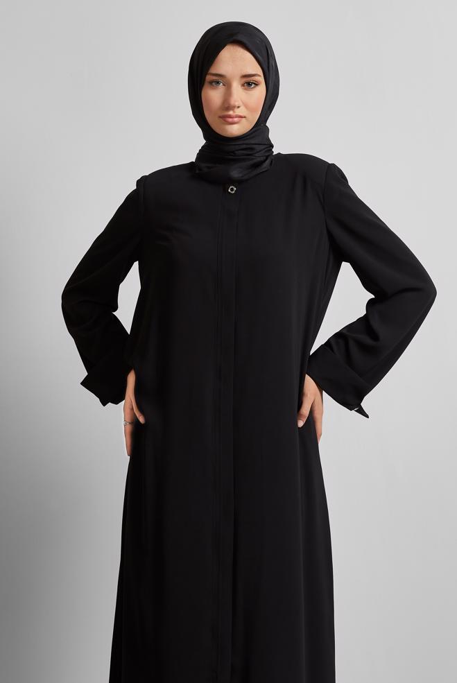 Vêtements hijab NOIR ABAYA DROITE 80124 - ALVİNA