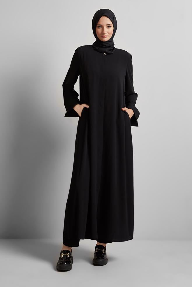 Vêtements hijab NOIR ABAYA DROITE 80124 - ALVİNA