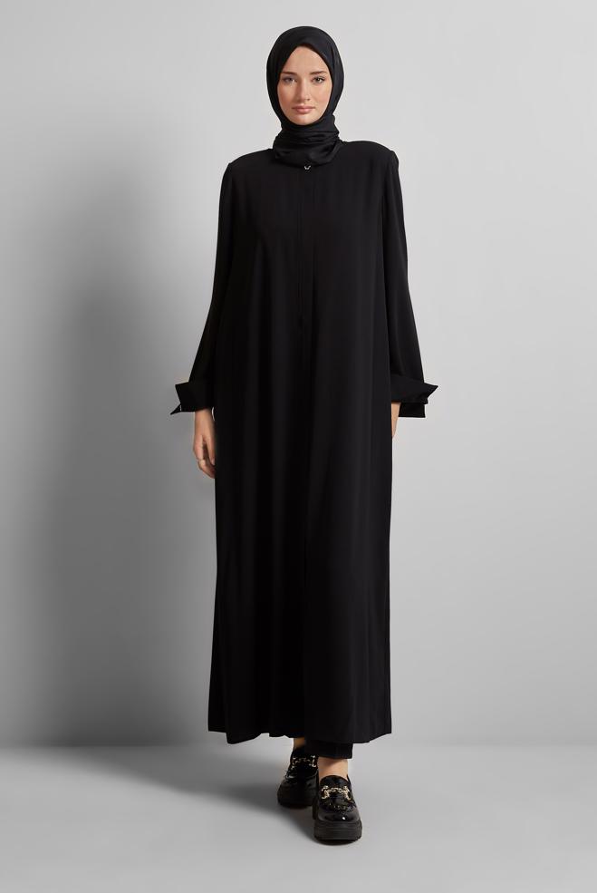 Vêtements hijab NOIR ABAYA DROITE 80124 - ALVİNA