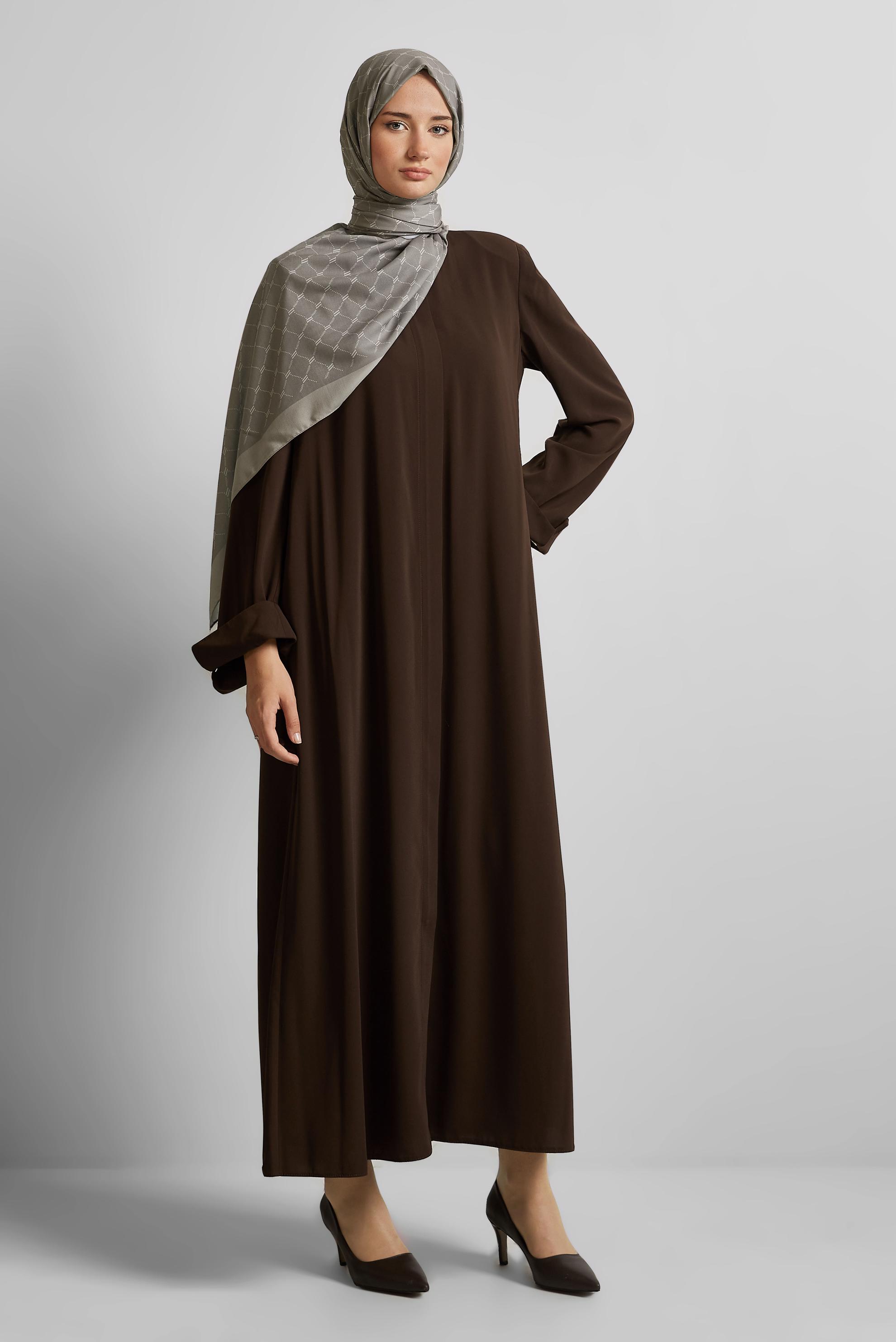 Vêtements hijab BRUN ABAYA DROITE 80124