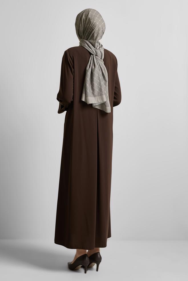 Vêtements hijab BRUN ABAYA DROITE 80124 - ALVİNA