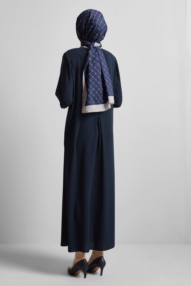 Vêtements hijab BLEU MARINE ABAYA DROITE 80124 - ALVİNA