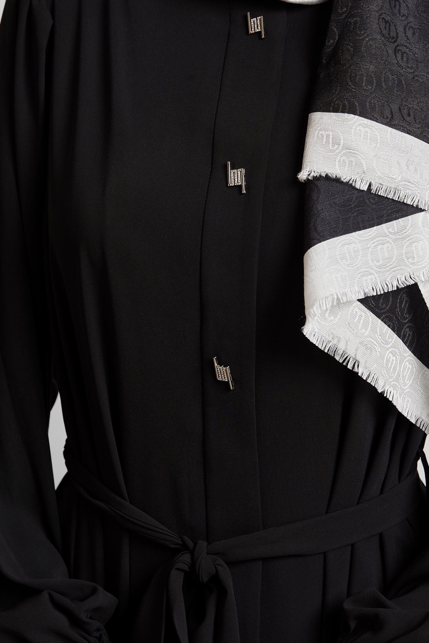 Vêtements hijab NOIR ABAYA CEINTURÉE 80125