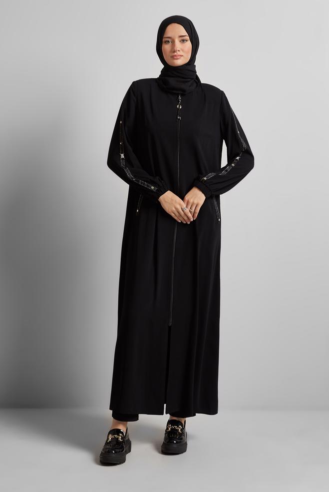 Vêtements hijab NOIR ABAYA ZIPPÉE 80127 - ALVİNA