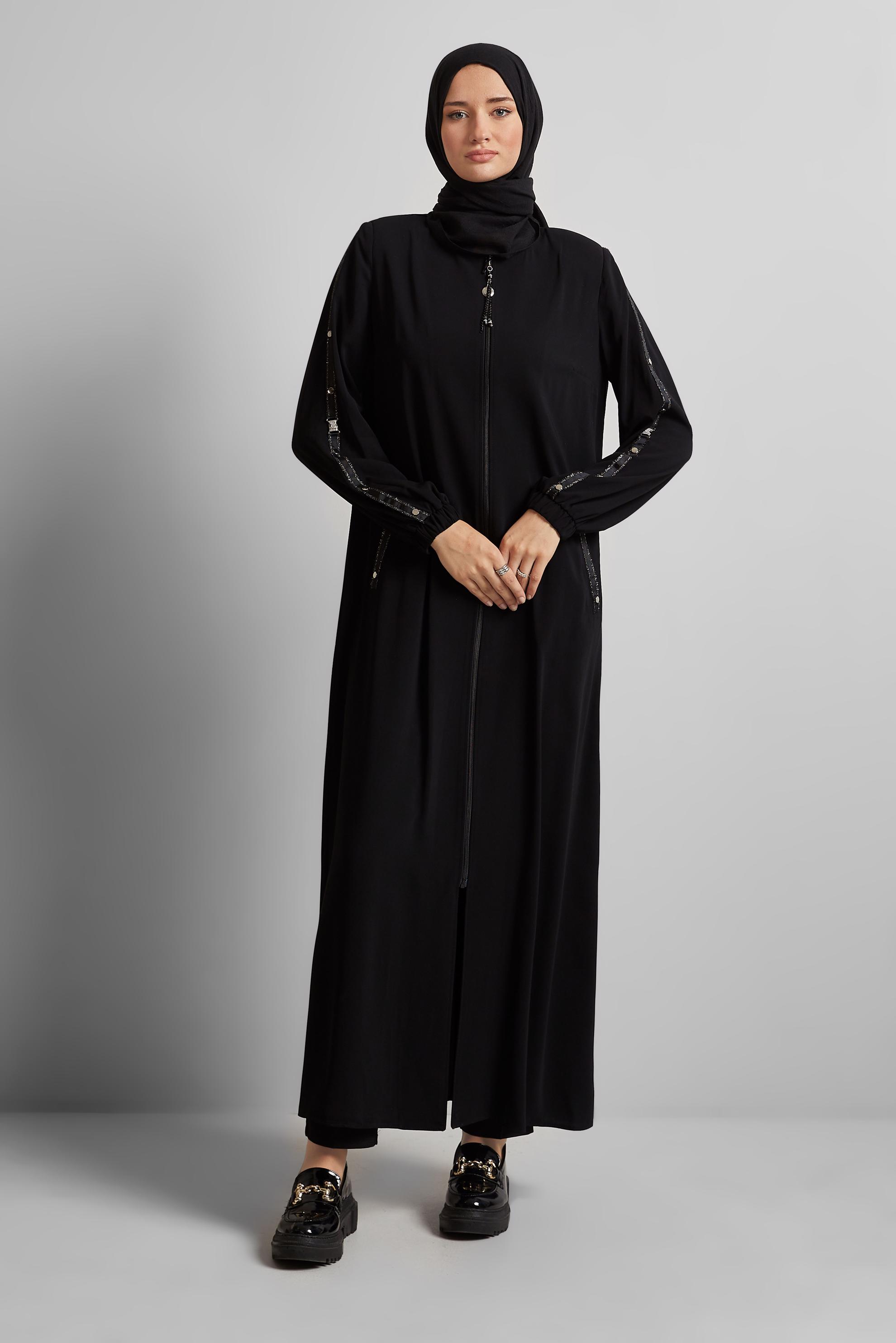 Vêtements hijab NOIR ABAYA ZIPPÉE 80127