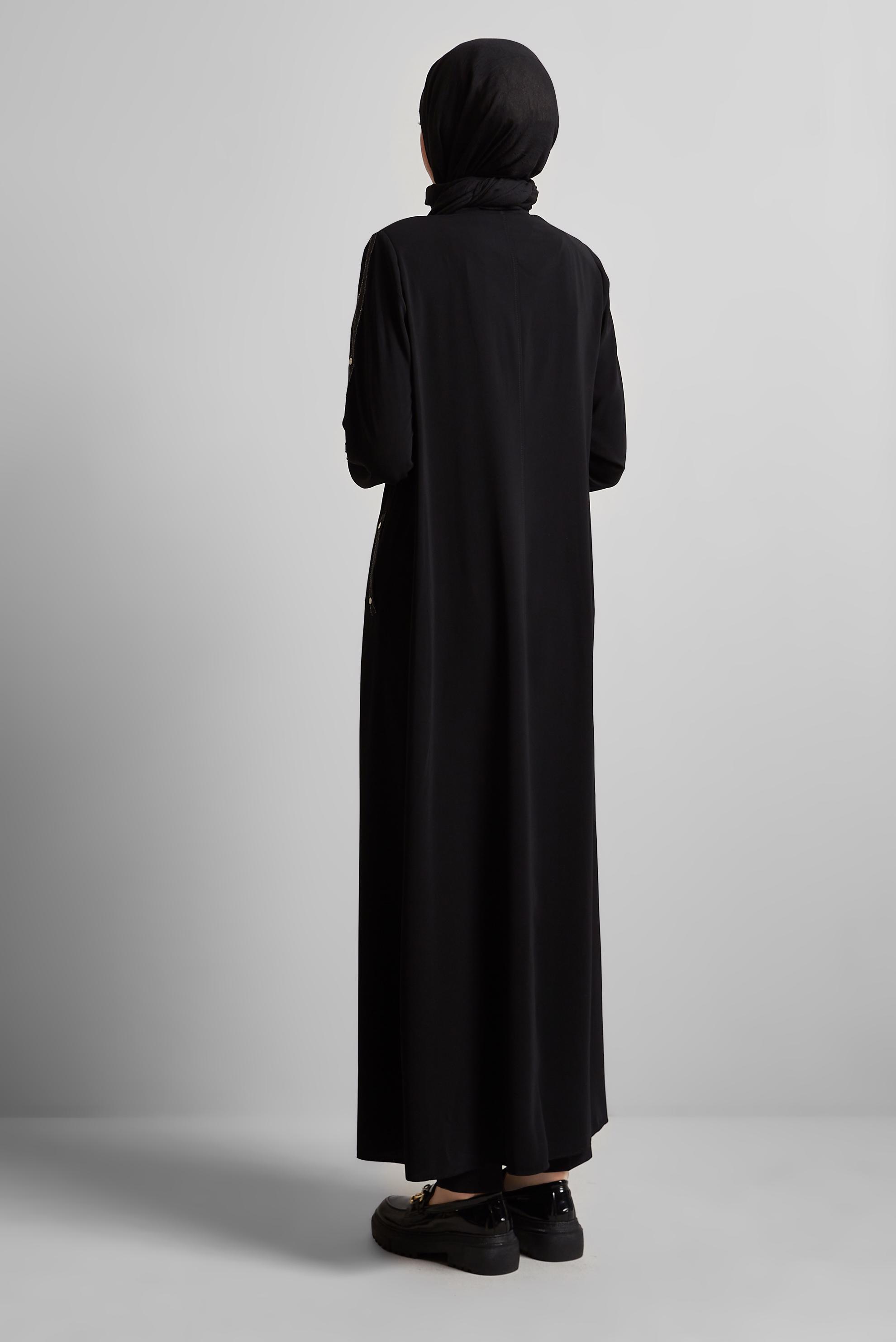 Vêtements hijab NOIR ABAYA ZIPPÉE 80127