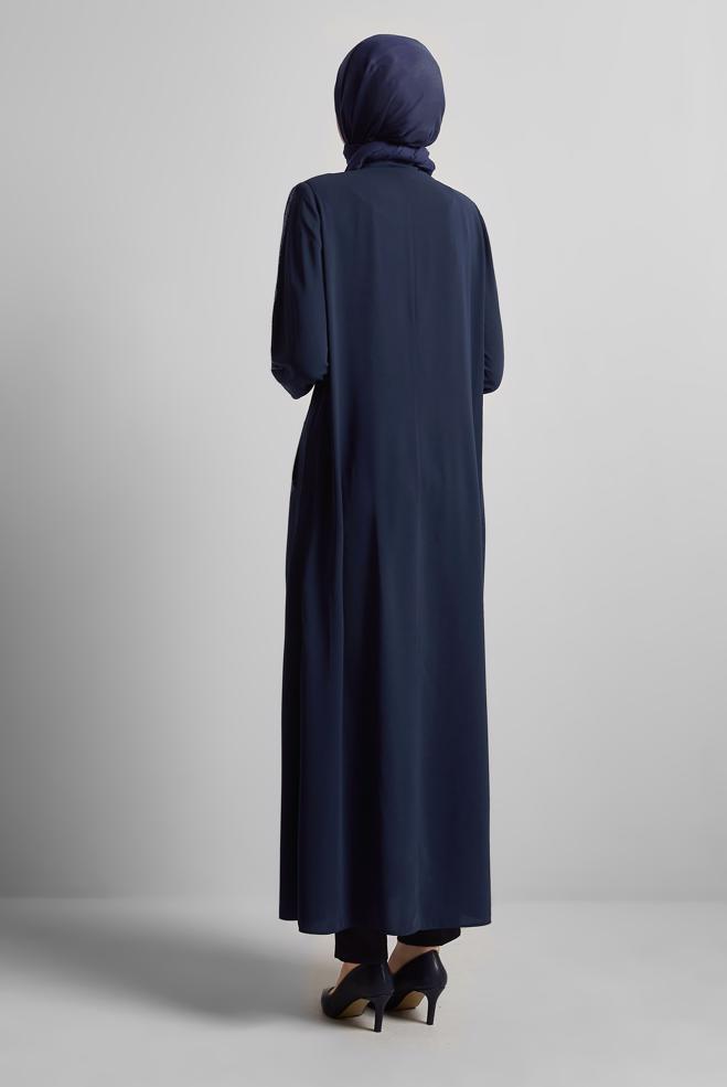Vêtements hijab BLEU MARINE ABAYA ZIPPÉE 80127 - ALVİNA