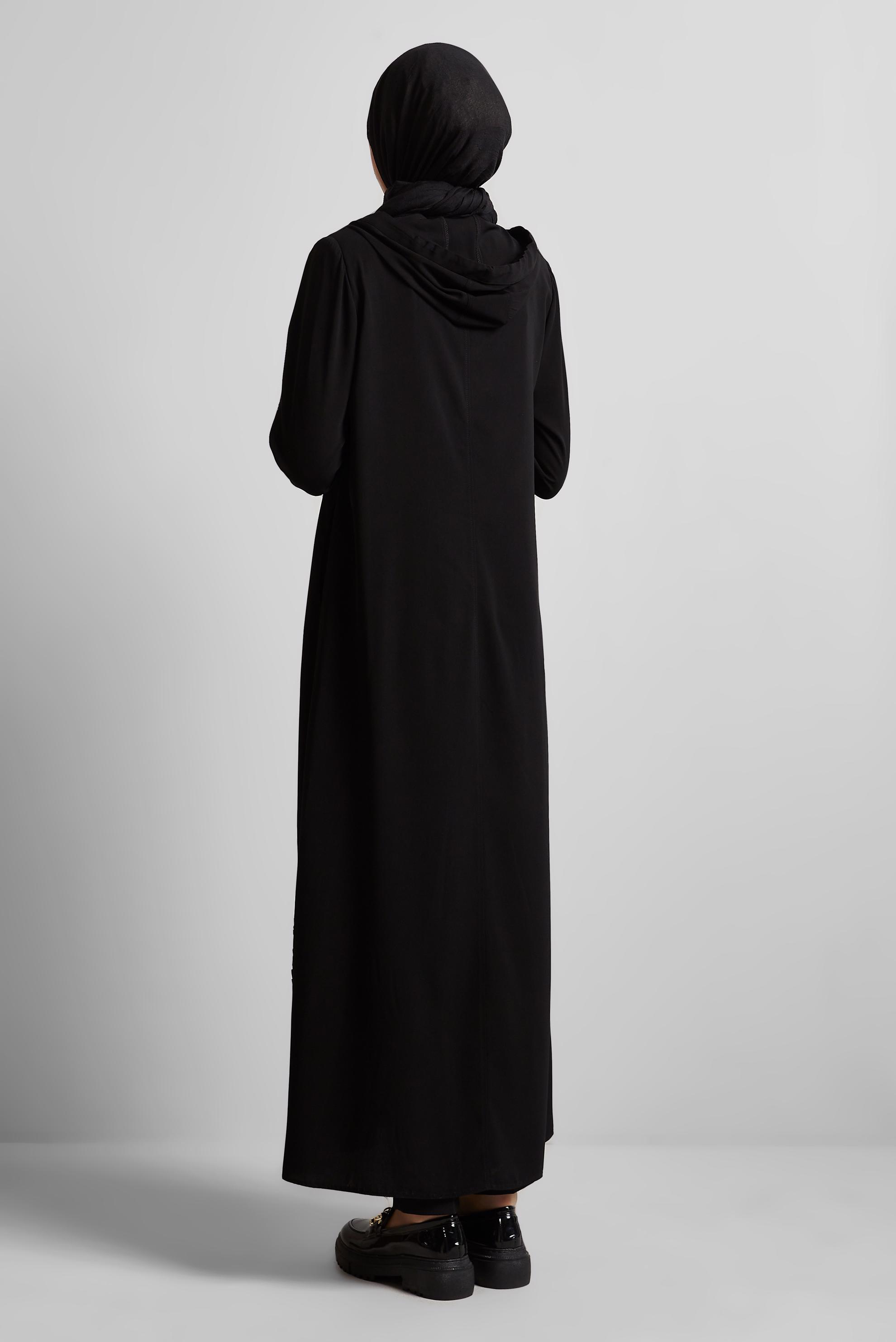 Vêtements hijab NOIR ABAYA À CAPUCHE 80129