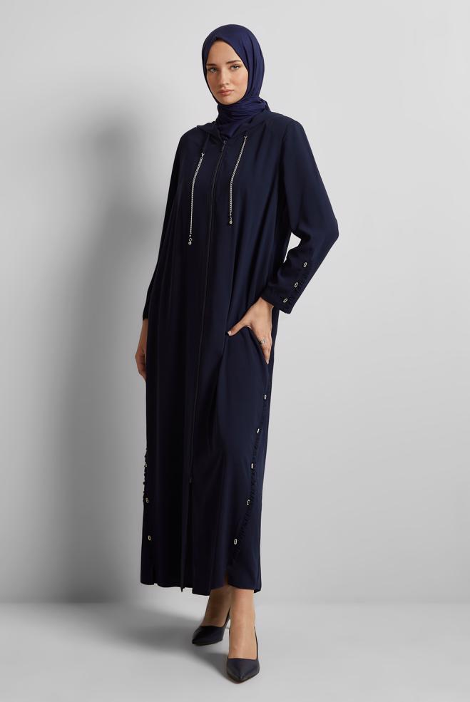Vêtements hijab BLEU MARINE ABAYA À CAPUCHE 80129 - ALVİNA