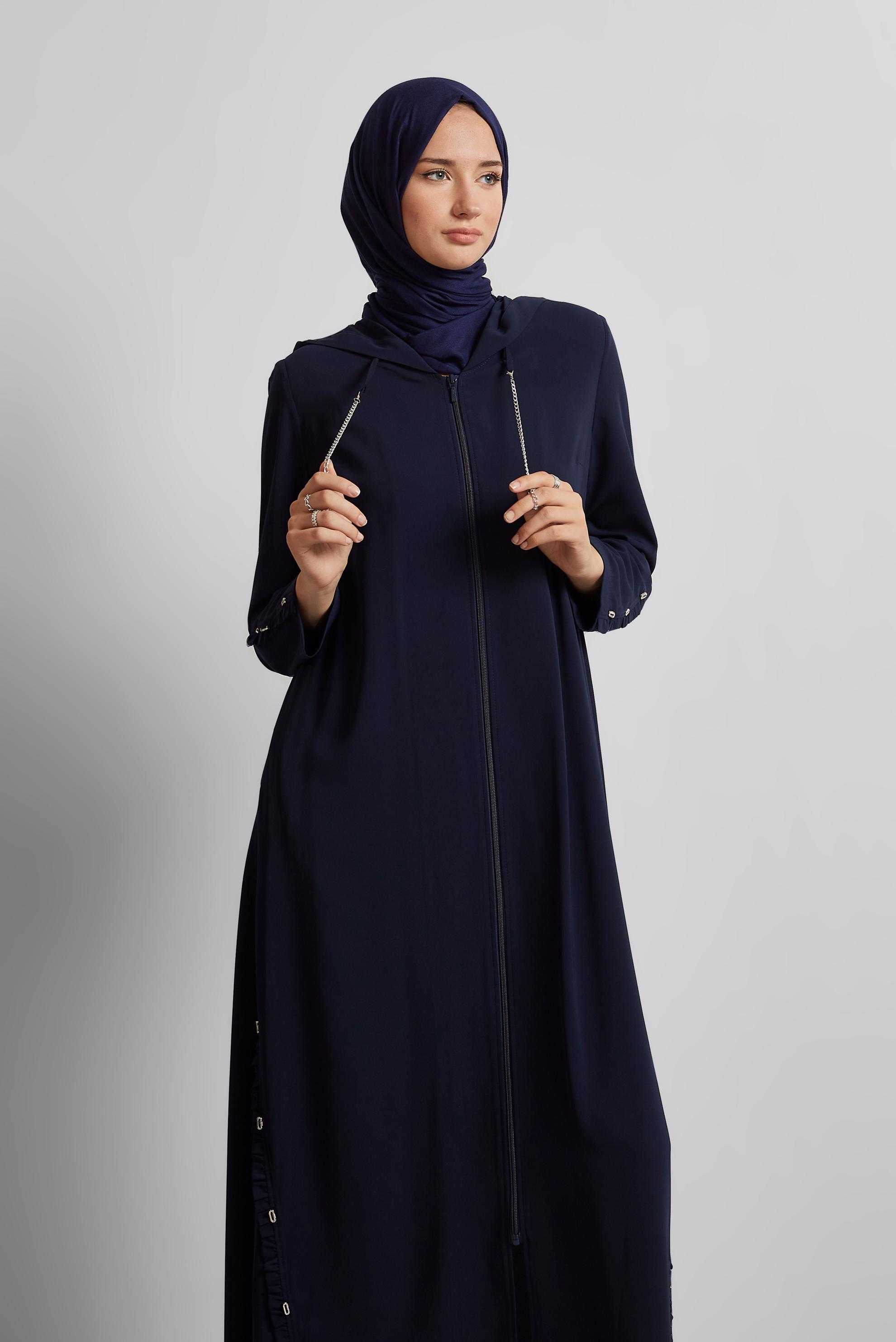 Vêtements hijab BLEU MARINE ABAYA À CAPUCHE 80129