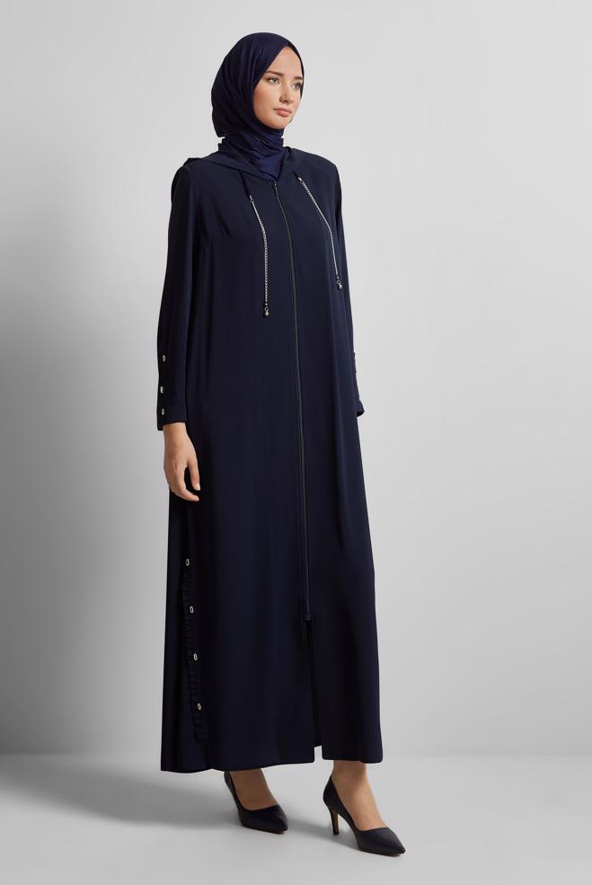 Vêtements hijab BLEU MARINE ABAYA À CAPUCHE 80129 - ALVİNA